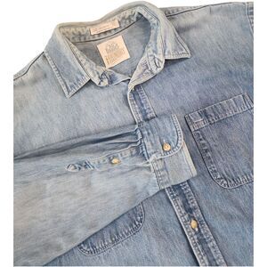 B.D. Baggies Shirt Mens XL Blue Denim Button Front Made USA Casual Long Sleeve